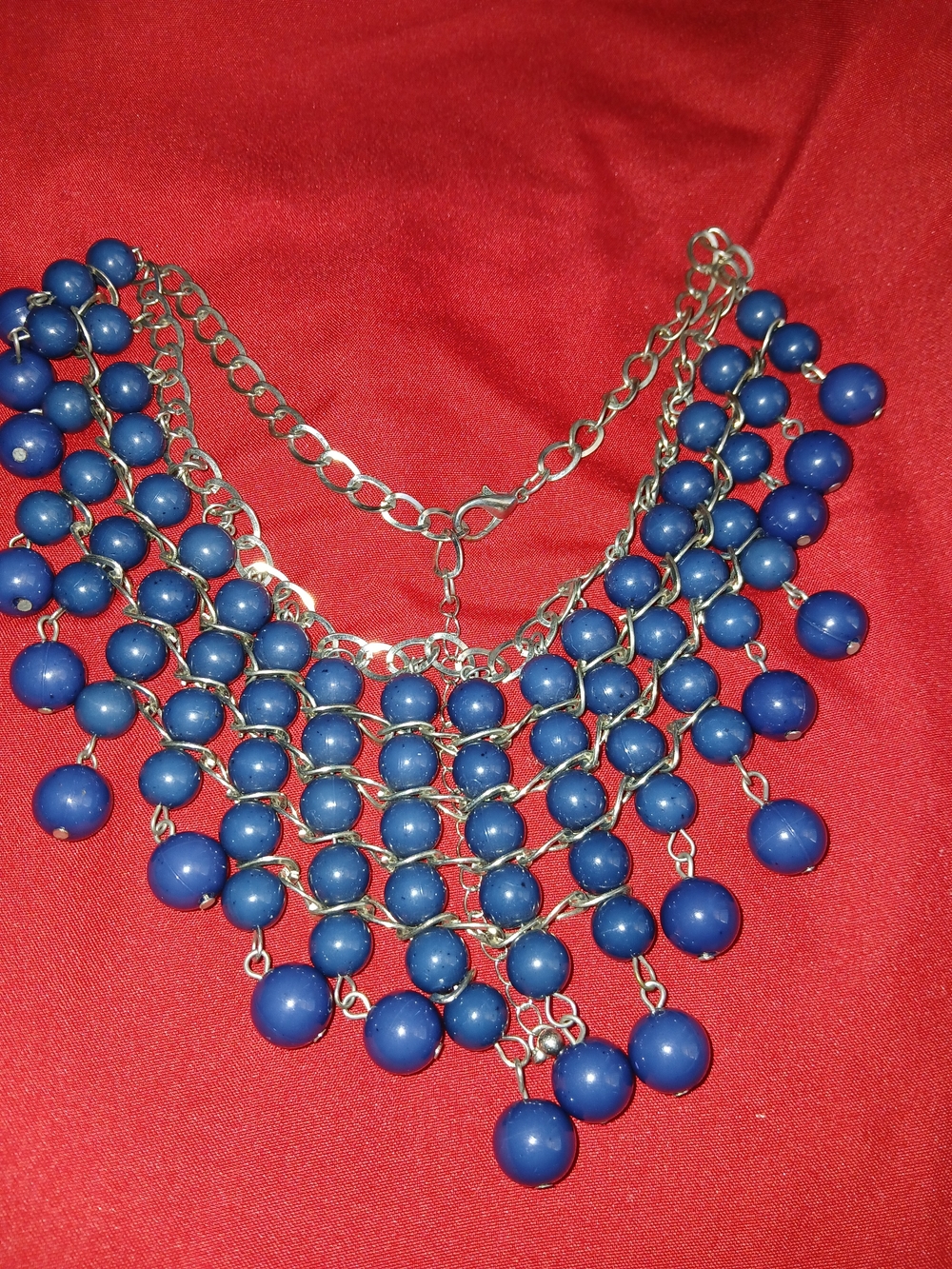 Blue Beaded Statement Necklace - Women's Jewelry